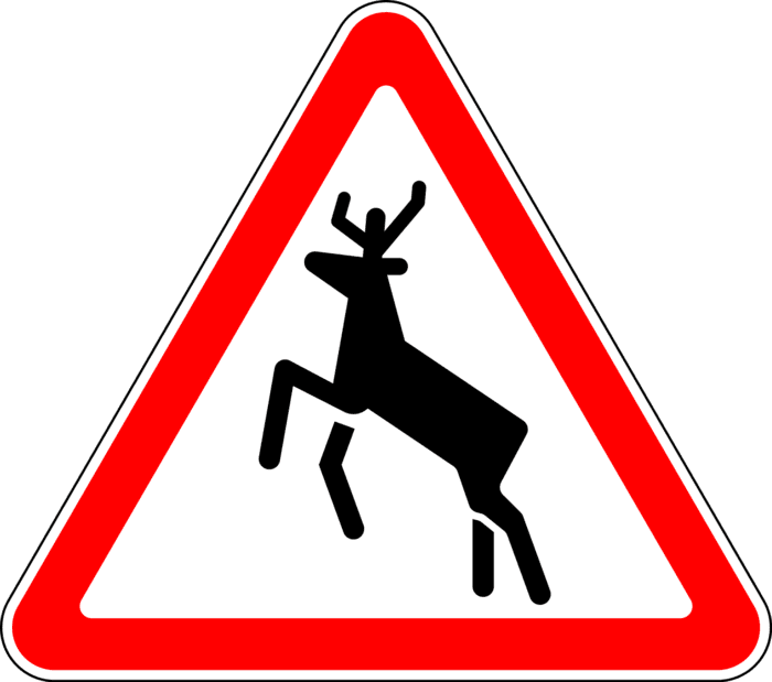 Такой знак ставят в лесной полосе или в местах, где на дорогу могут выйти дикие животные. Это просто предупреждение, водитель не обязан снижать скорость