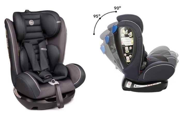 Для младенца угол наклона универсального кресла должен быть ближе к 100°. Когда ребенок подрастет, мягкие черные вставки можно убирать
